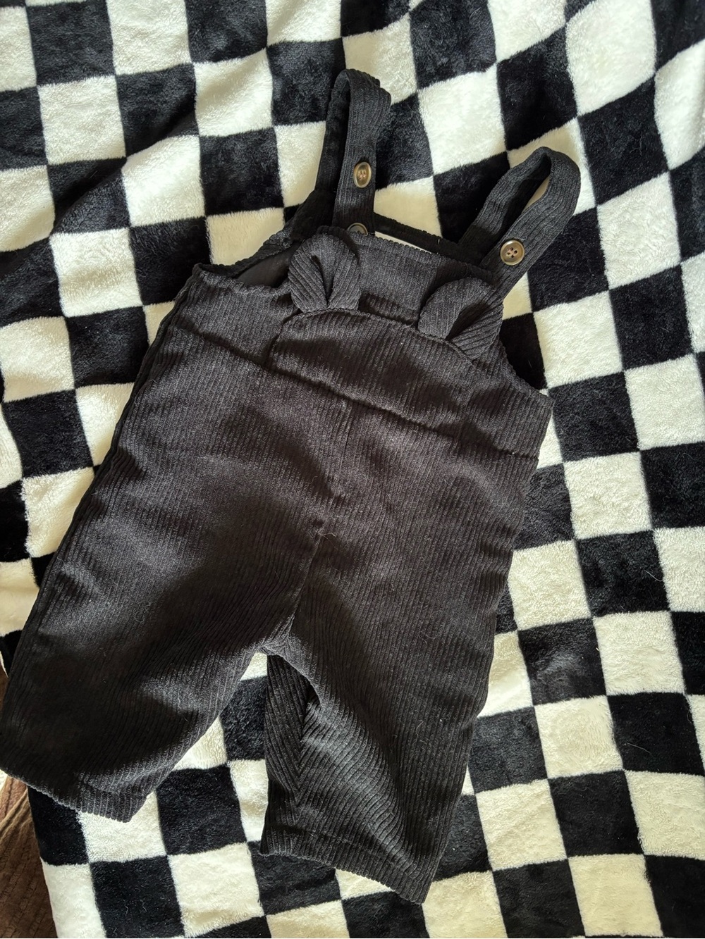 0/3 month black bear overalls